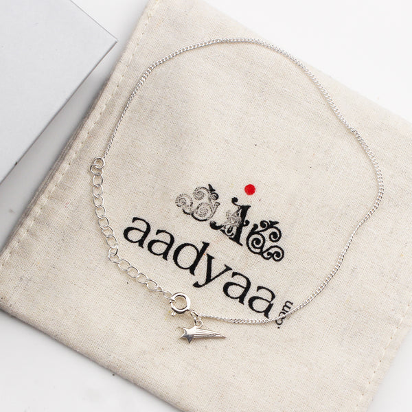 92.5 sterling silver chain anklet with shooting star charm