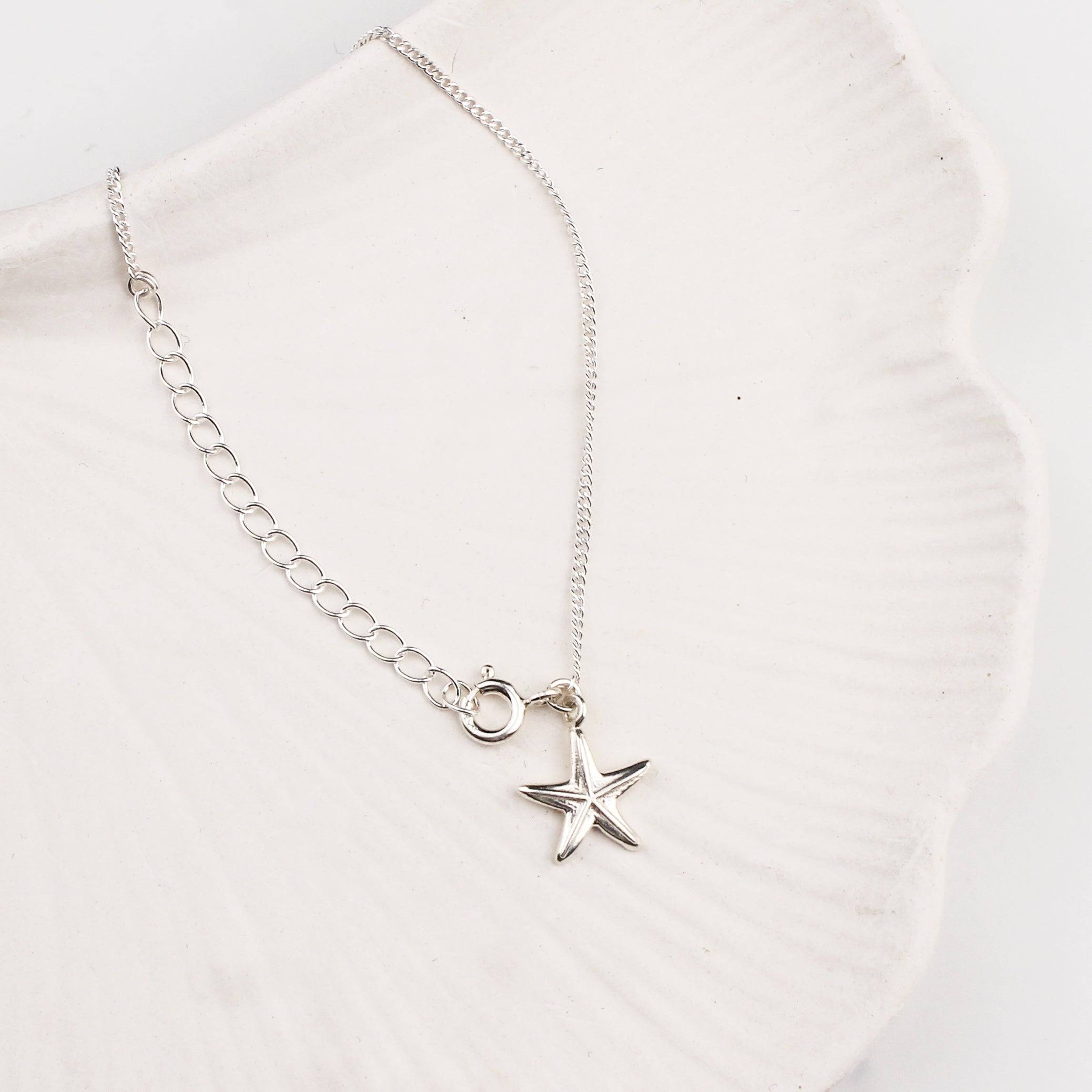 Silver Chain & Starfish Charm Anklet by House of Aadyaa