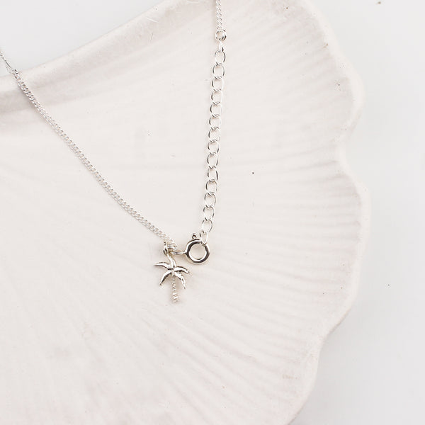 Silver Chain & Coconut Tree Charm Anklet by House of Aadyaa