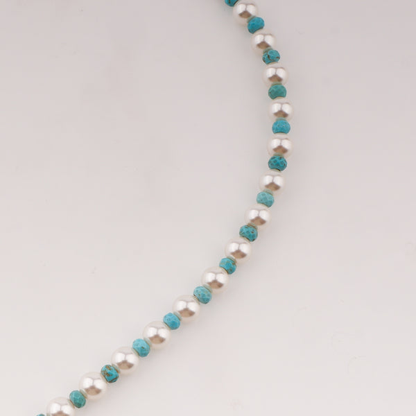 Pearl and turquoise beaded necklace