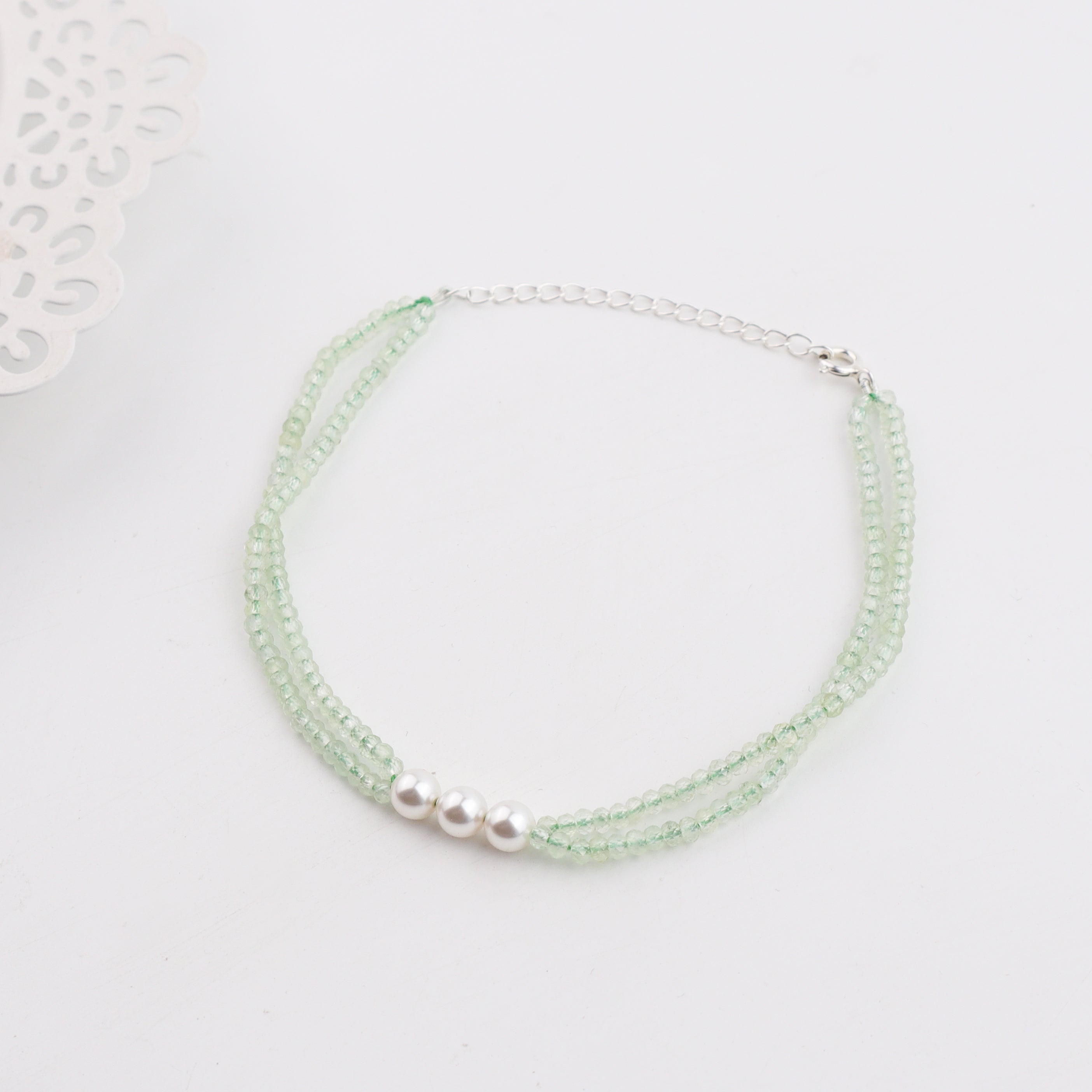 Pearl and Peridot Anklet