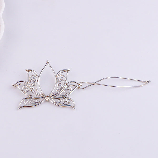 Lotus Flower Hairpin | 92.5 Sterling Silver | Aadyaa