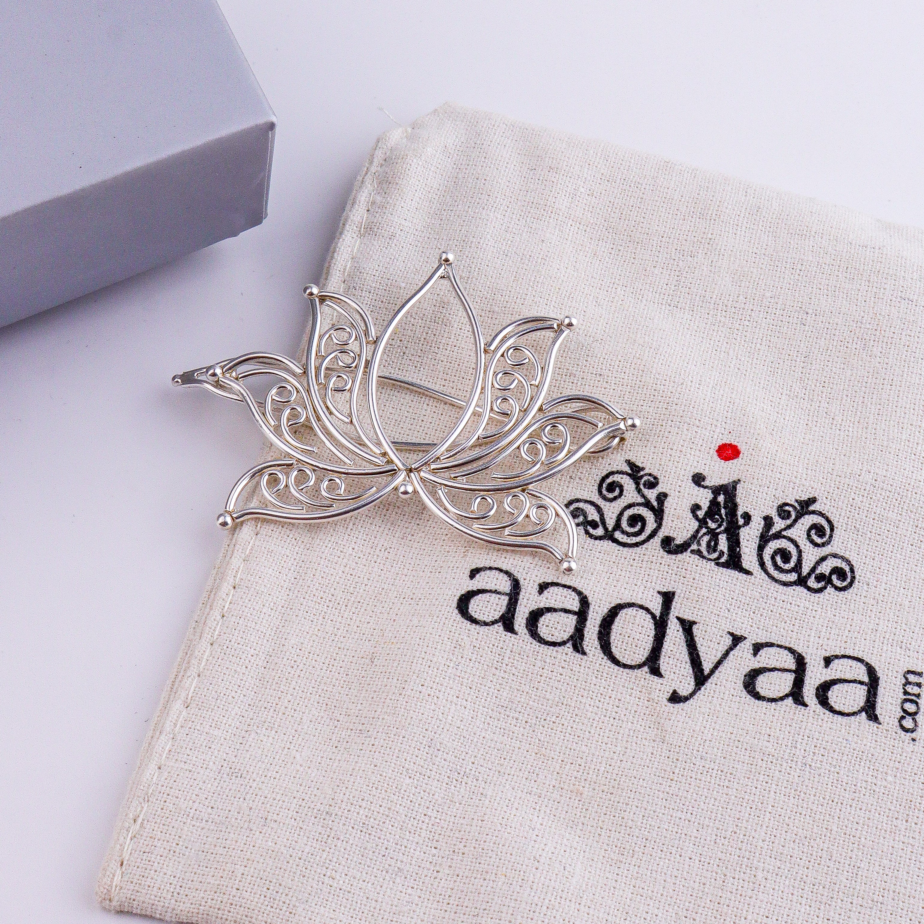 Lotus Flower Hairpin | 92.5 Sterling Silver | Aadyaa