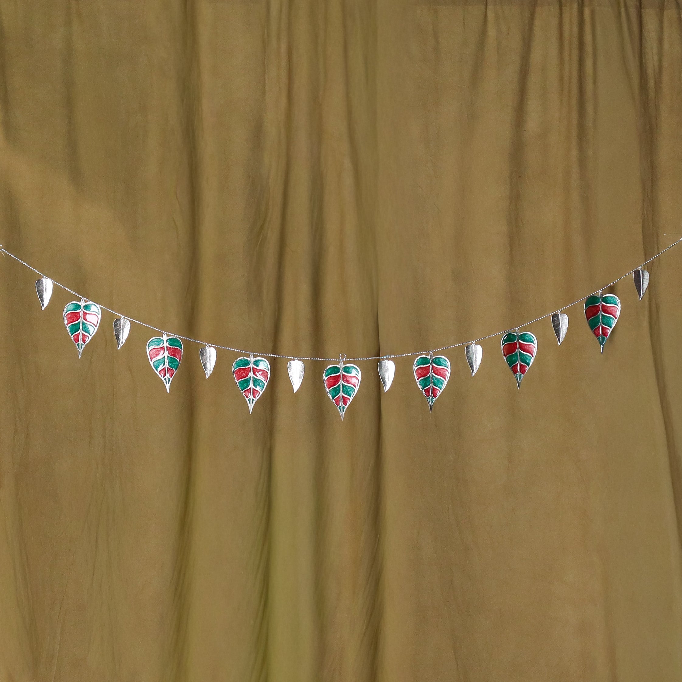 Silver Plated Toran (Red and Green Enamel)