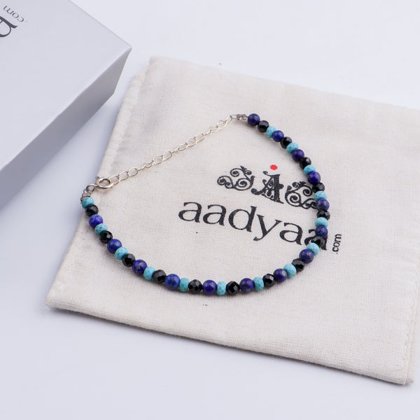 Semi Precious Stones Beaded Evil Eye Bracelet