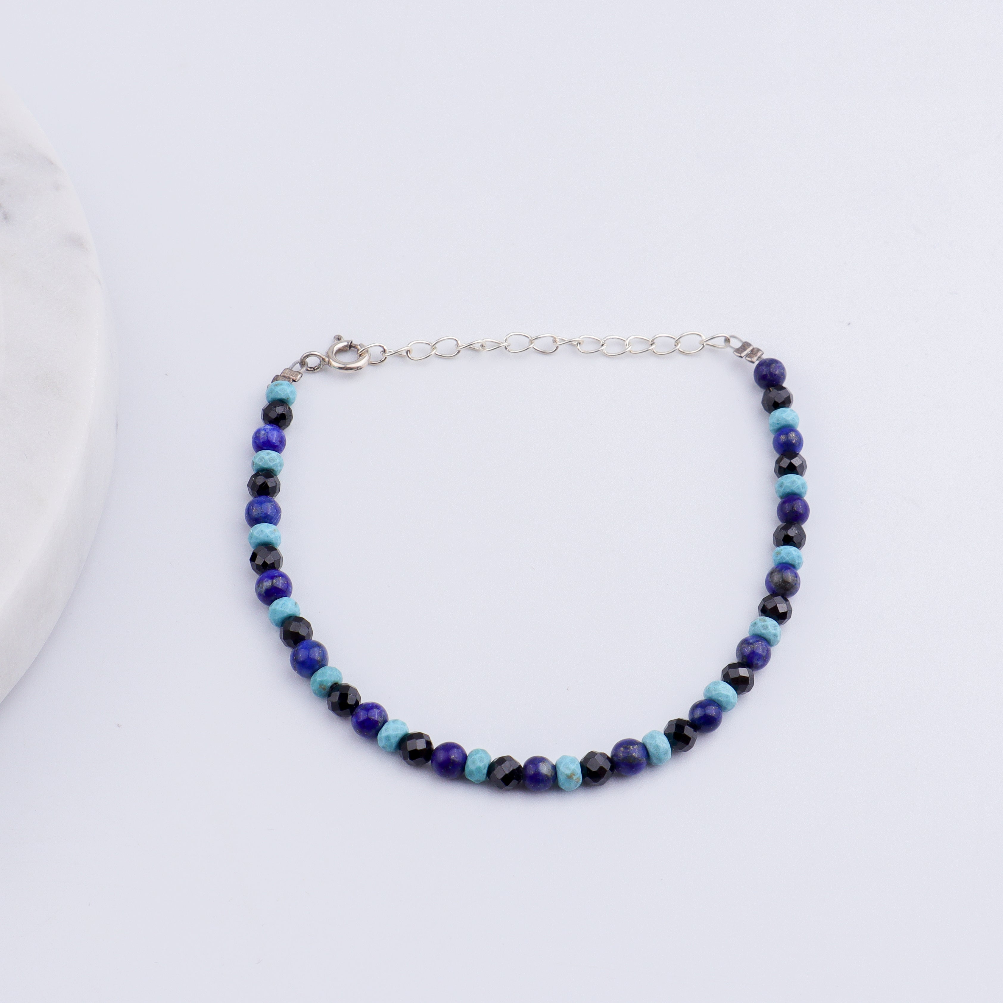 Semi Precious Stones Beaded Evil Eye Bracelet