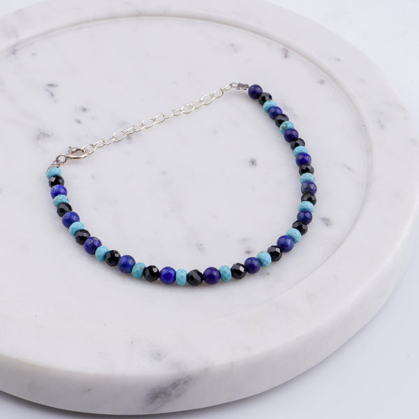 Semi Precious Stones Beaded Evil Eye Bracelet