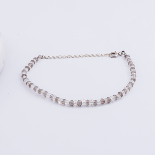 Smokey Quartz and Crystals Silver Bracelet