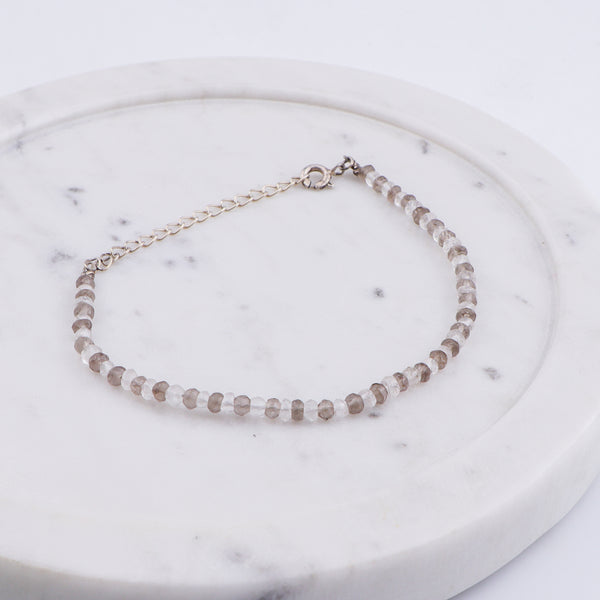 Smokey Quartz and Crystals Silver Bracelet