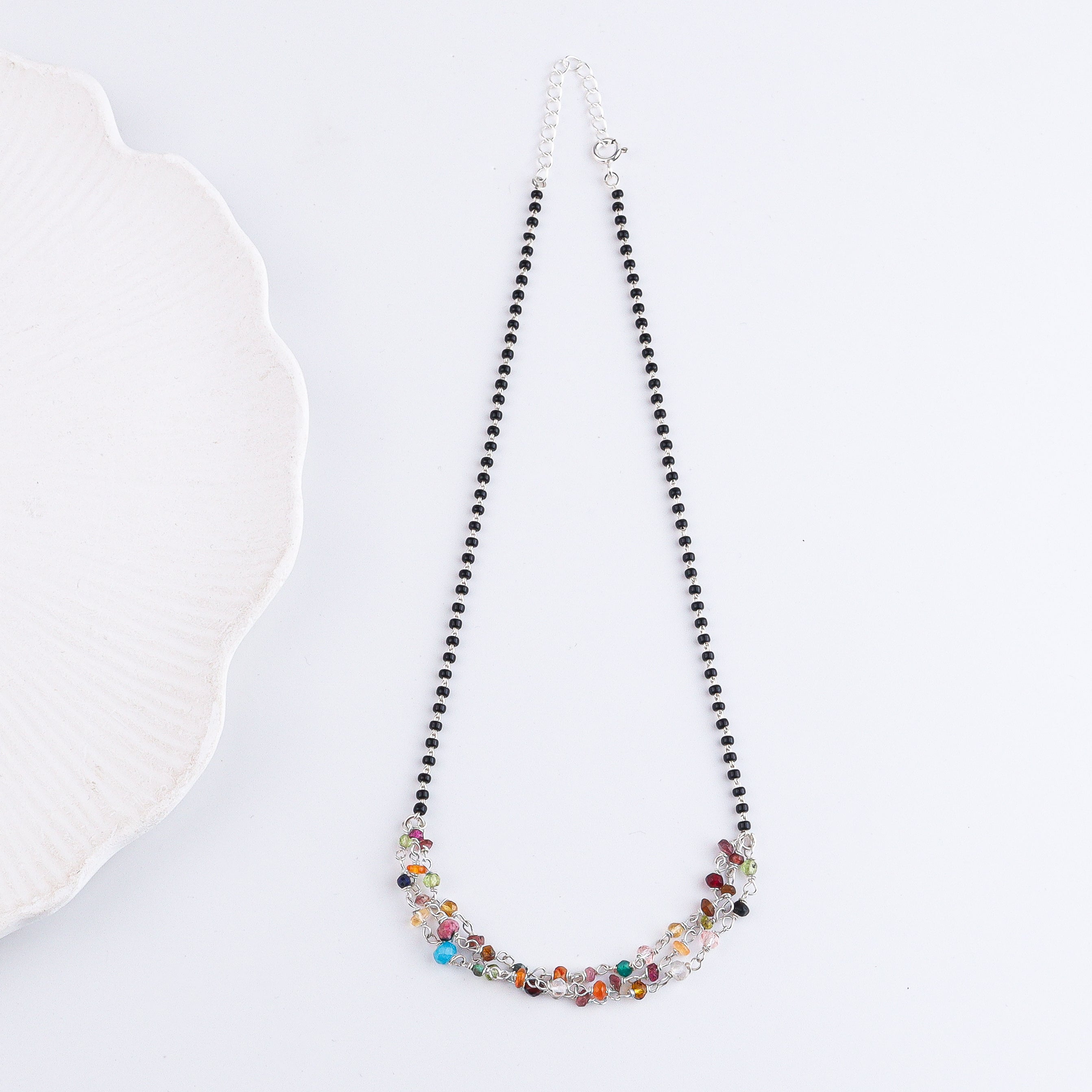 Multicolor Ganthan Silver Mangalsutra (Project Handmade)