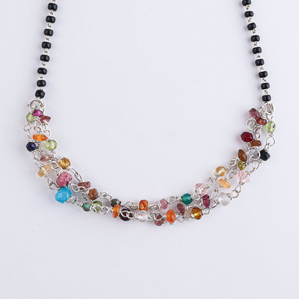 Multicolor Ganthan Silver Mangalsutra (Project Handmade)