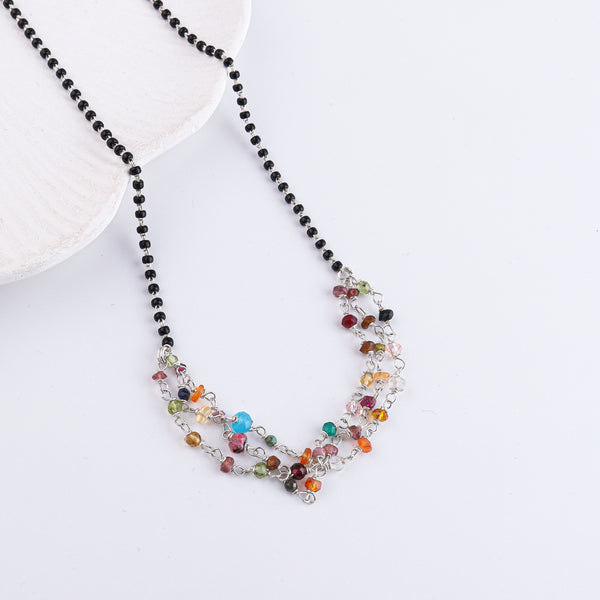 Multicolor Ganthan Silver Mangalsutra (Project Handmade)