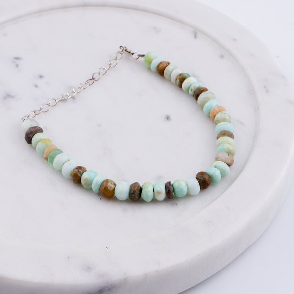 Blue Opal Stone Silver Bracelet