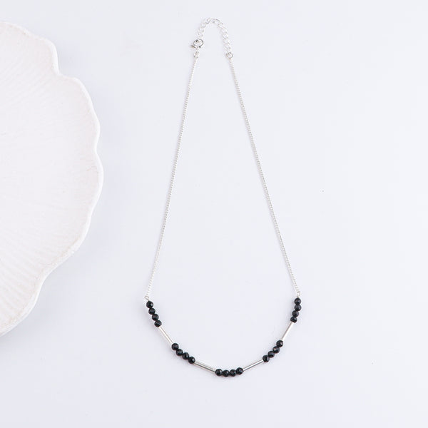 Black Spinel & Pipe Silver Chain Mangalsutra (Project Handmade)