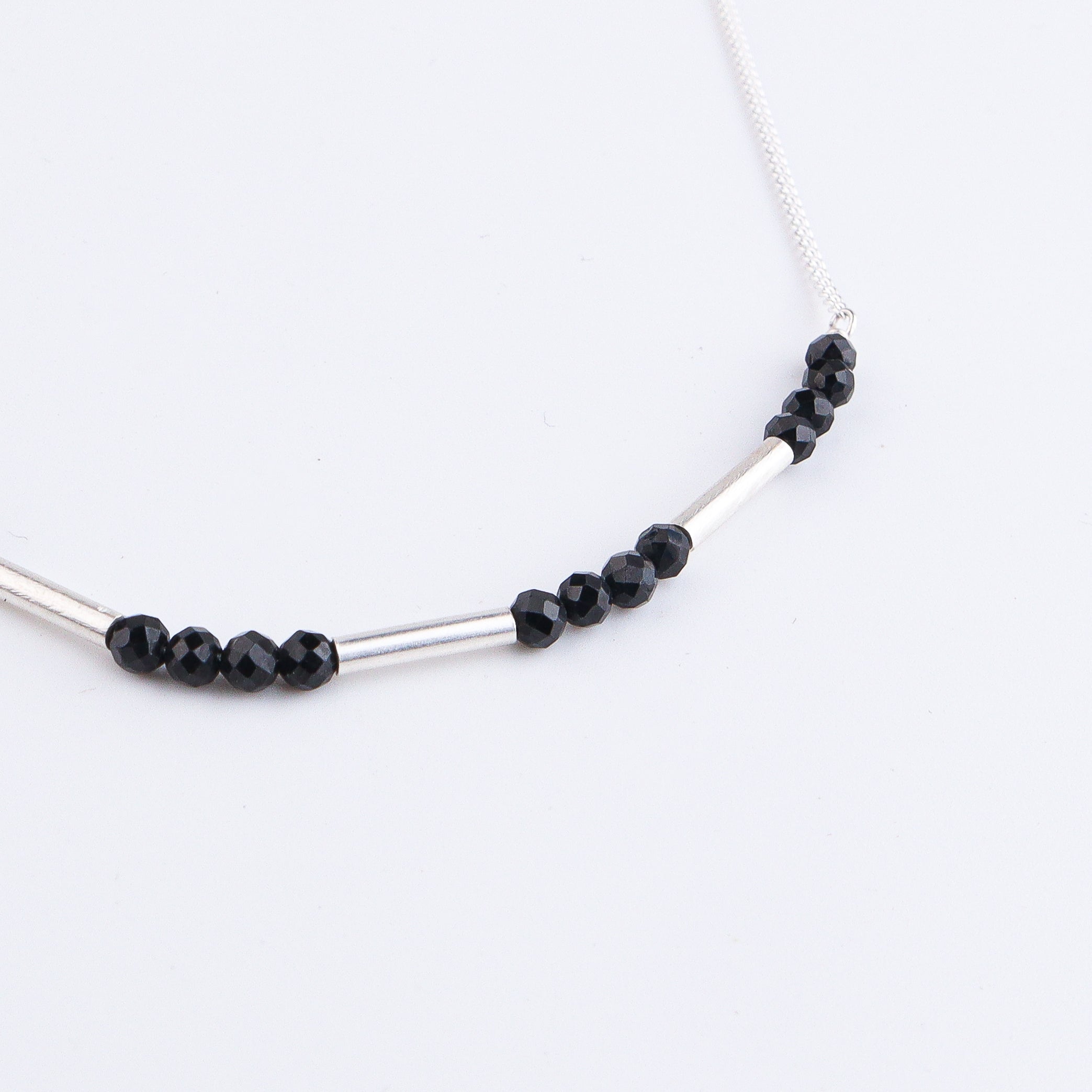 Black Spinel & Pipe Silver Chain Mangalsutra (Project Handmade)