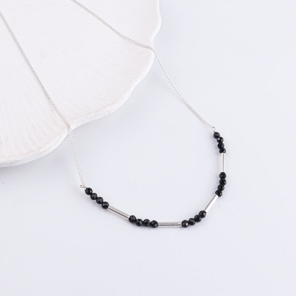 Black Spinel & Pipe Silver Chain Mangalsutra (Project Handmade)