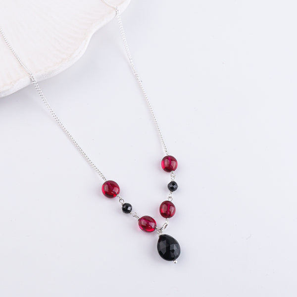 Rubies & Black Spinel Silver Chain Mangalsutra (Project Handmade)