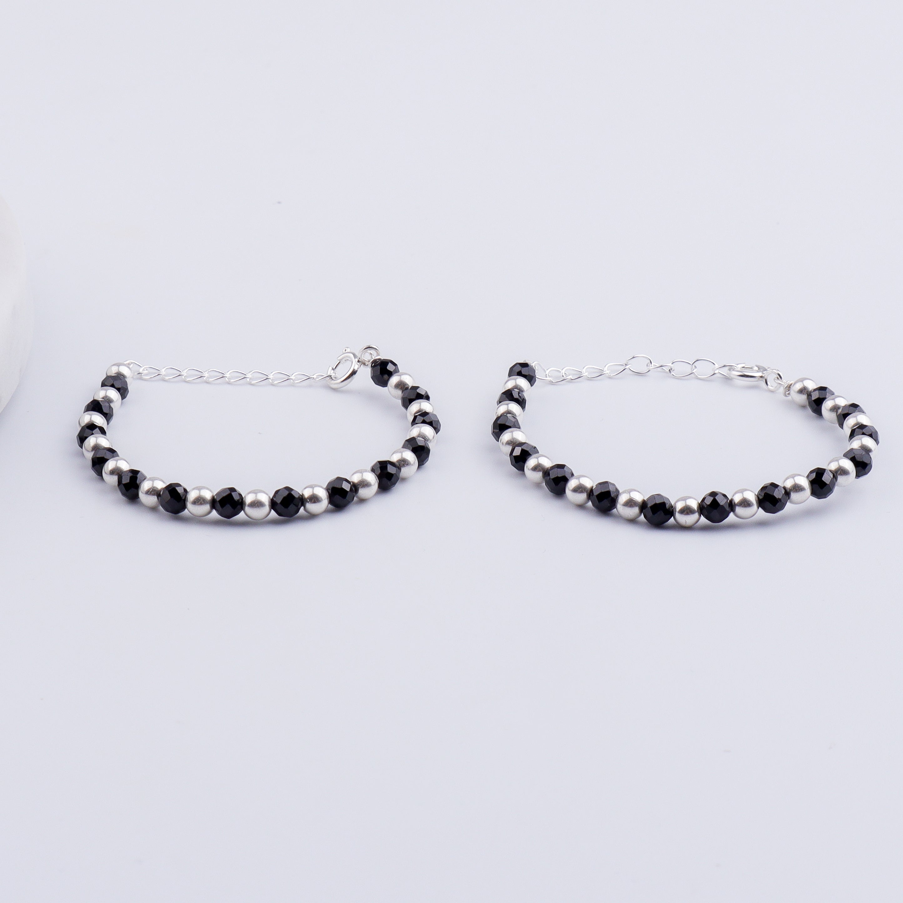 Baby Bracelet with Silver Beads and Black Spinal