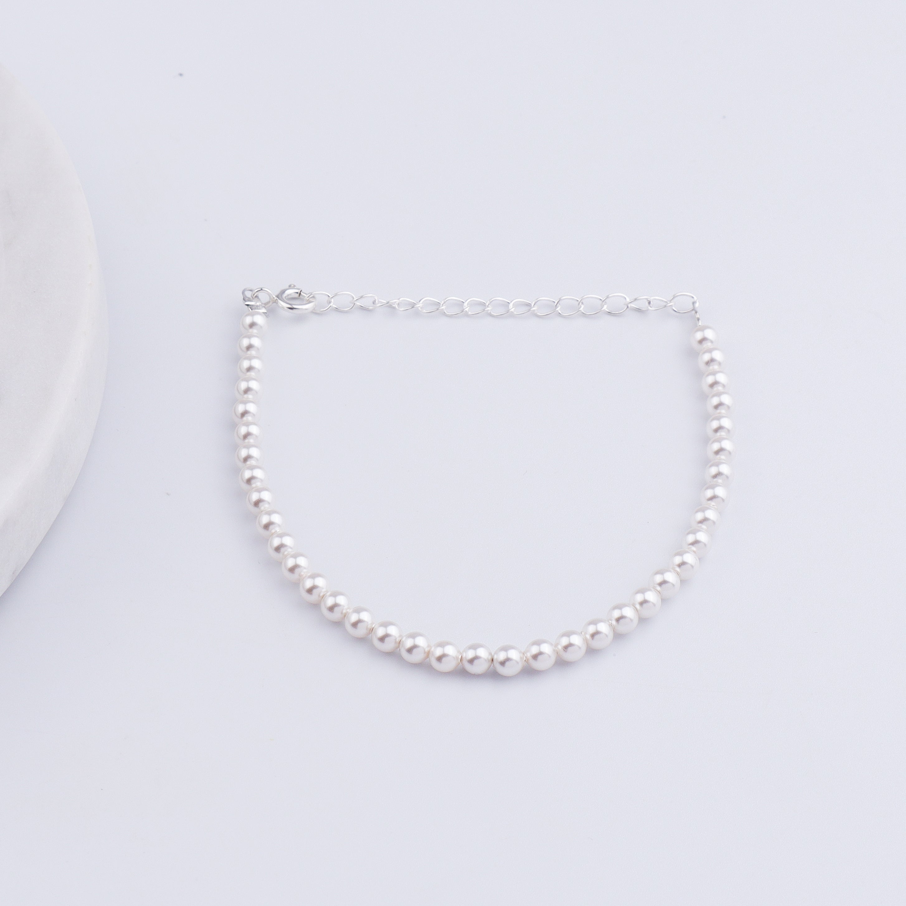 Pearls Beaded Silver Bracelet