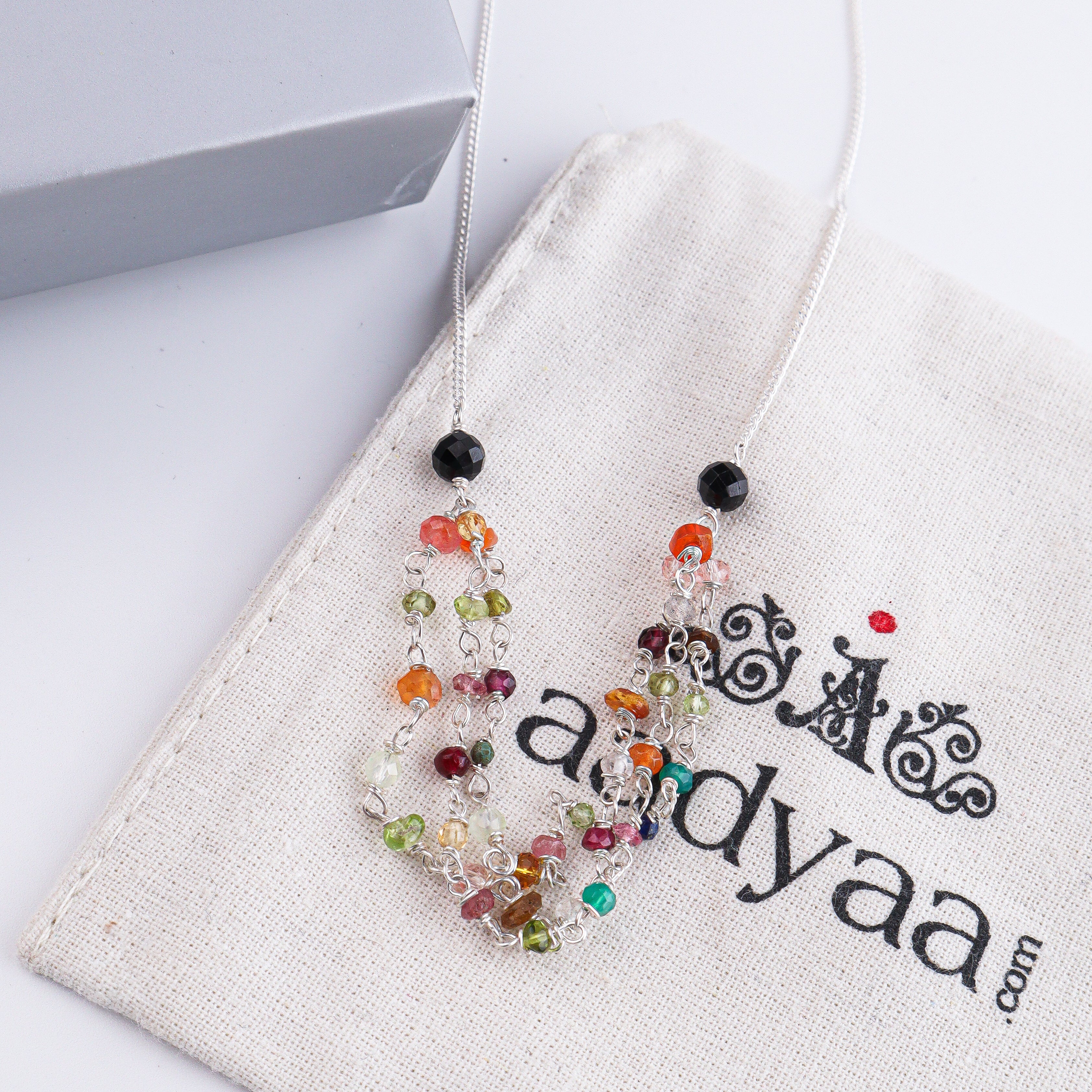 Multicolor Ganthan Silver Chain Mangalsutra (Project Handmade)