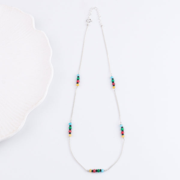 Multicolor Jade Silver Chain Mangalsutra (Project Handmade)