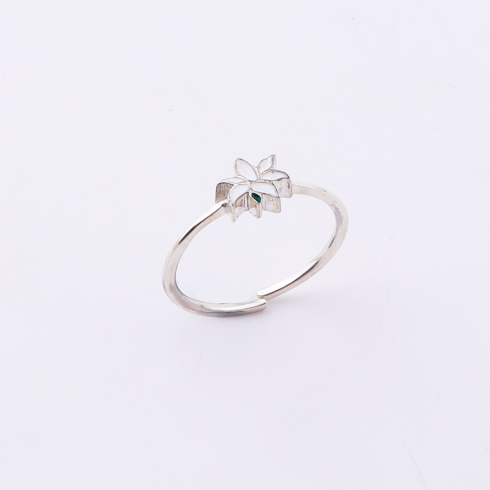 White Lily Enamel Ring