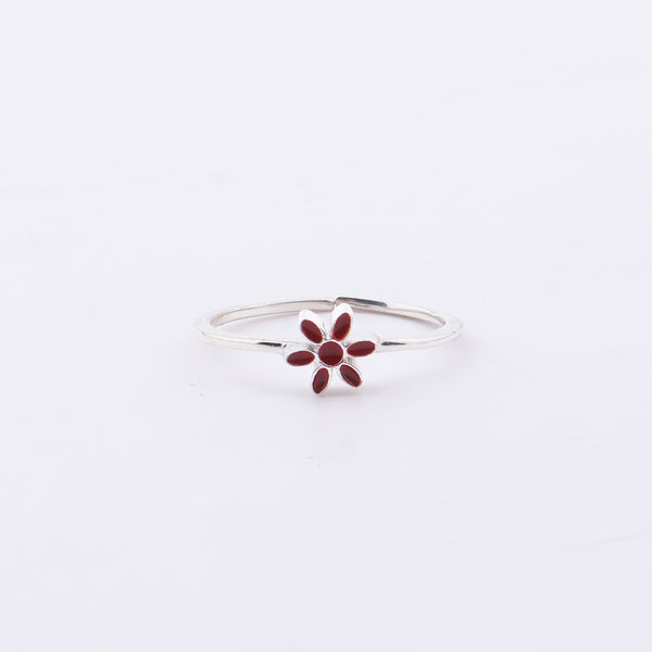 Red Flower Enamel Ring