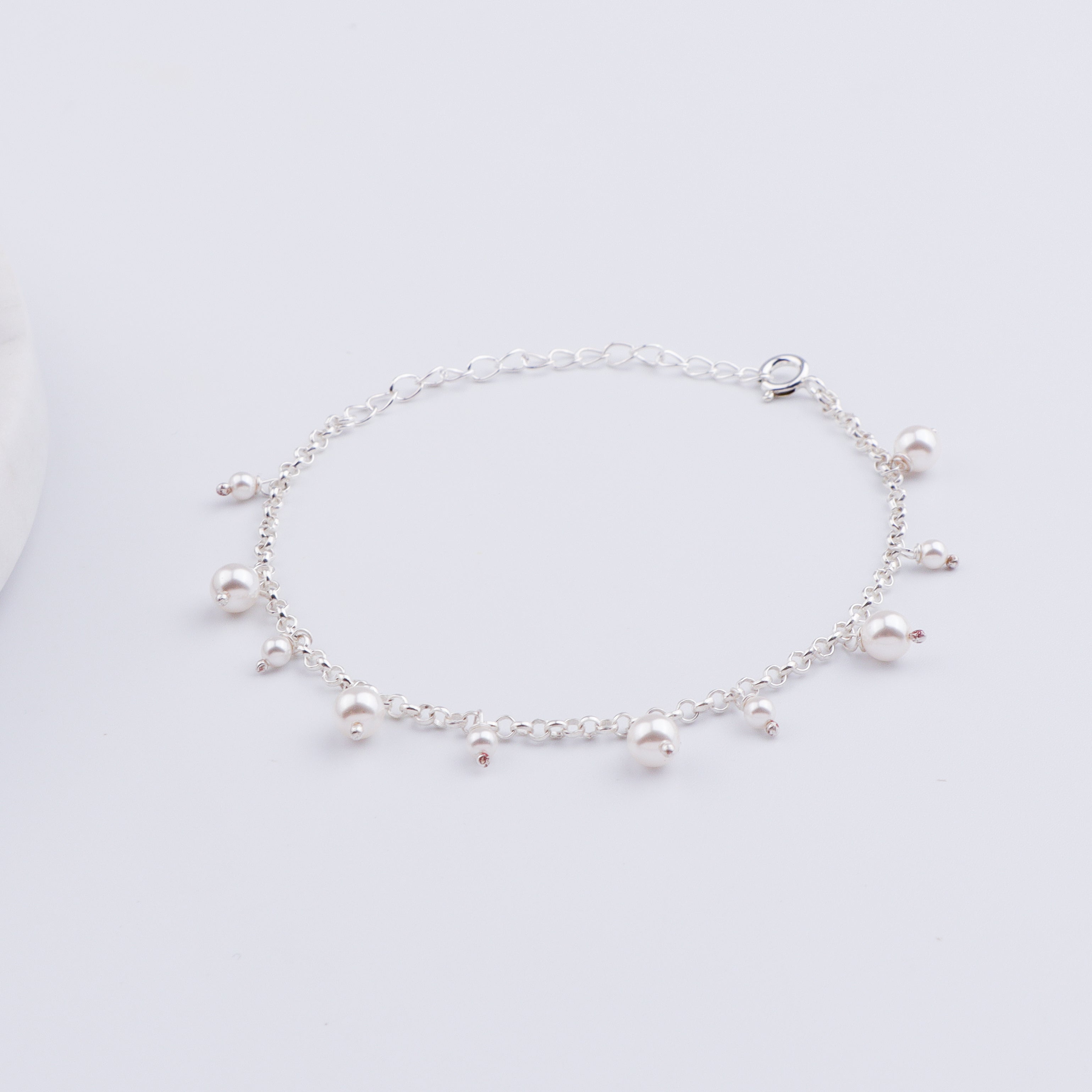 Silver Chain with Pearls Bracelet