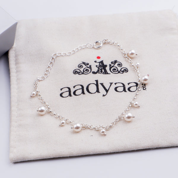Silver Chain with Pearls Bracelet
