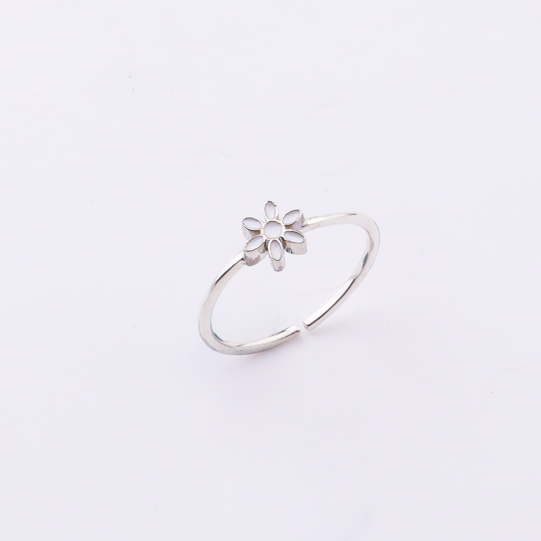 White Flower Enamel Ring