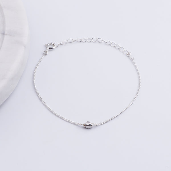 Silver Chain Single Bead Bracelet