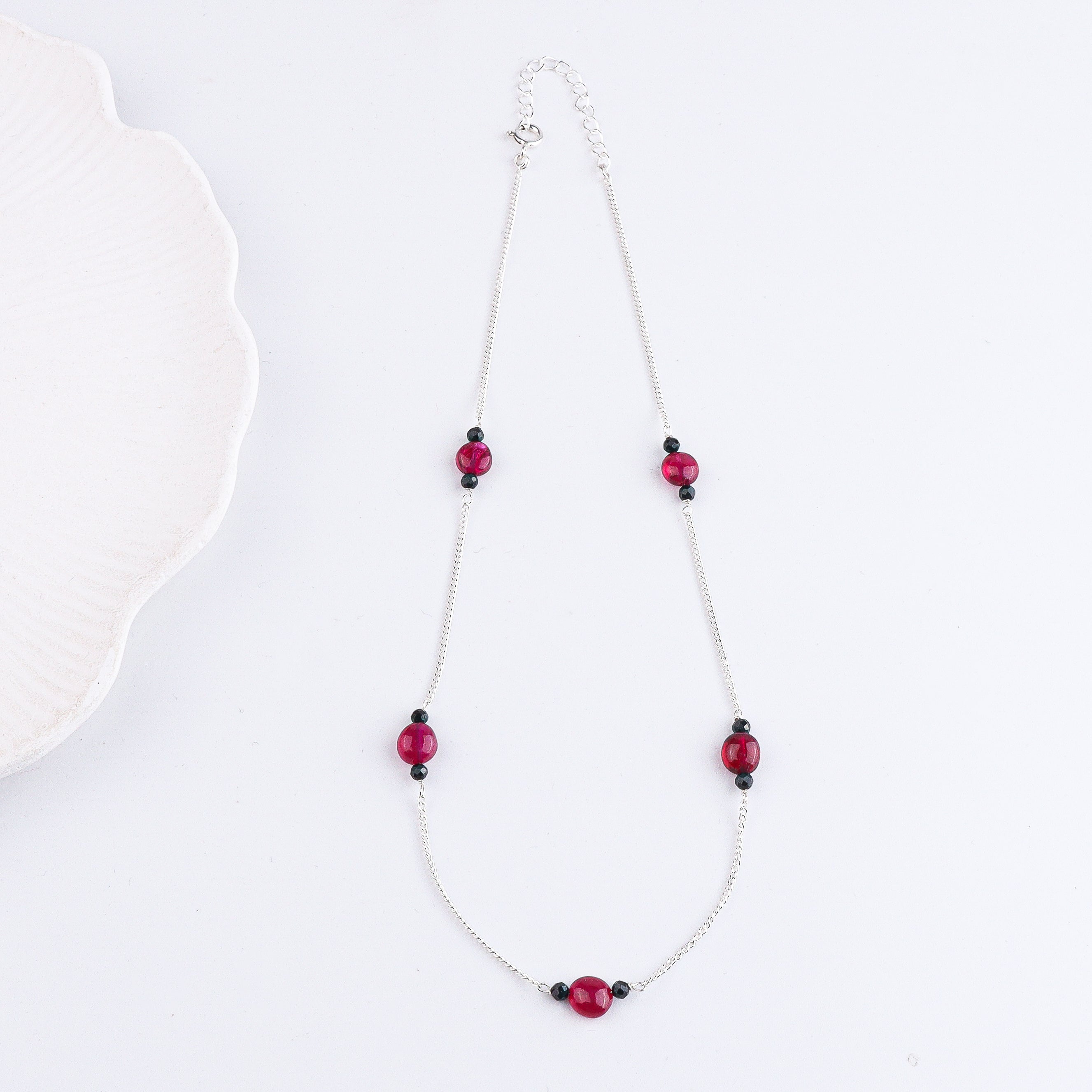 Rubies & Black Spinel Silver Chain Mangalsutra (Project Handmade)