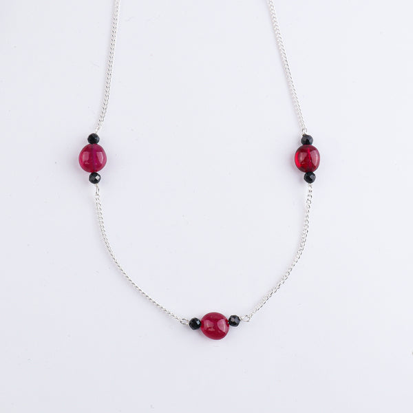 Rubies & Black Spinel Silver Chain Mangalsutra (Project Handmade)