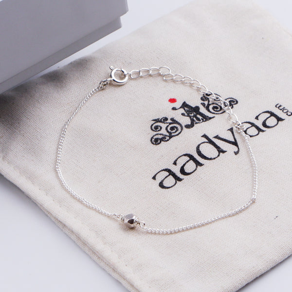 Silver Chain Single Bead Bracelet