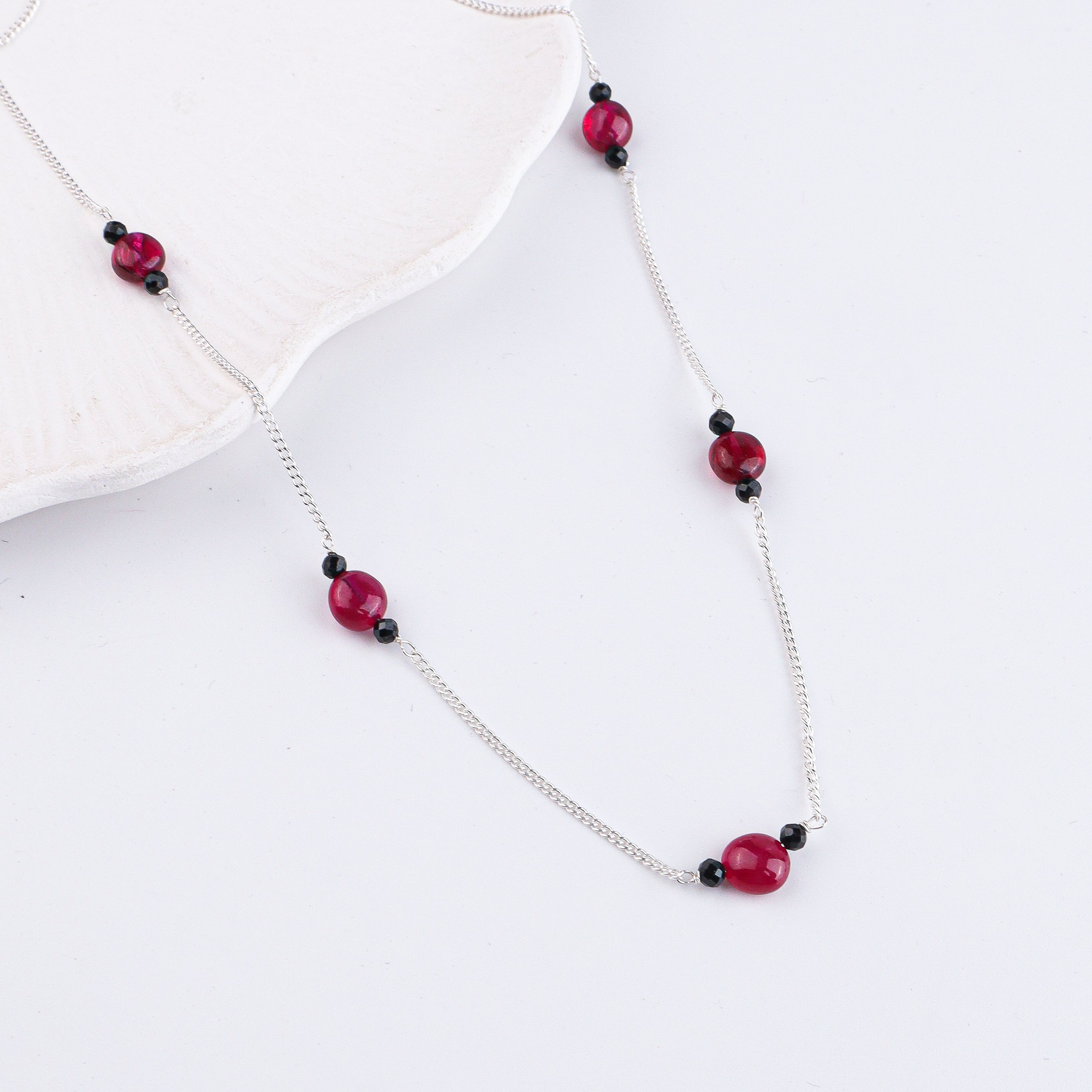 Rubies & Black Spinel Silver Chain Mangalsutra (Project Handmade)