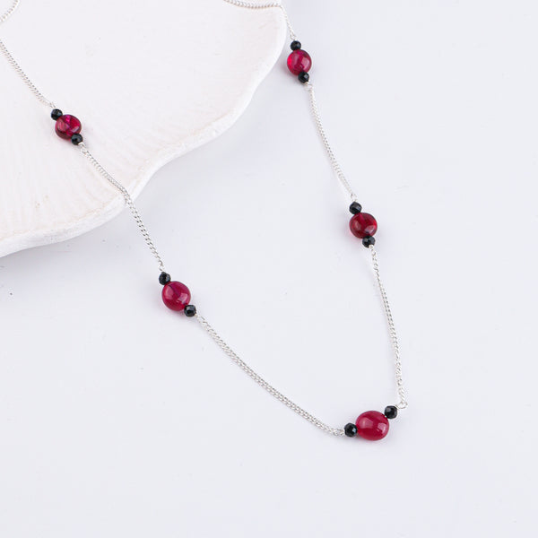 Rubies & Black Spinel Silver Chain Mangalsutra (Project Handmade)