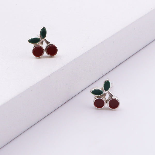 Cherry Enamel Studs