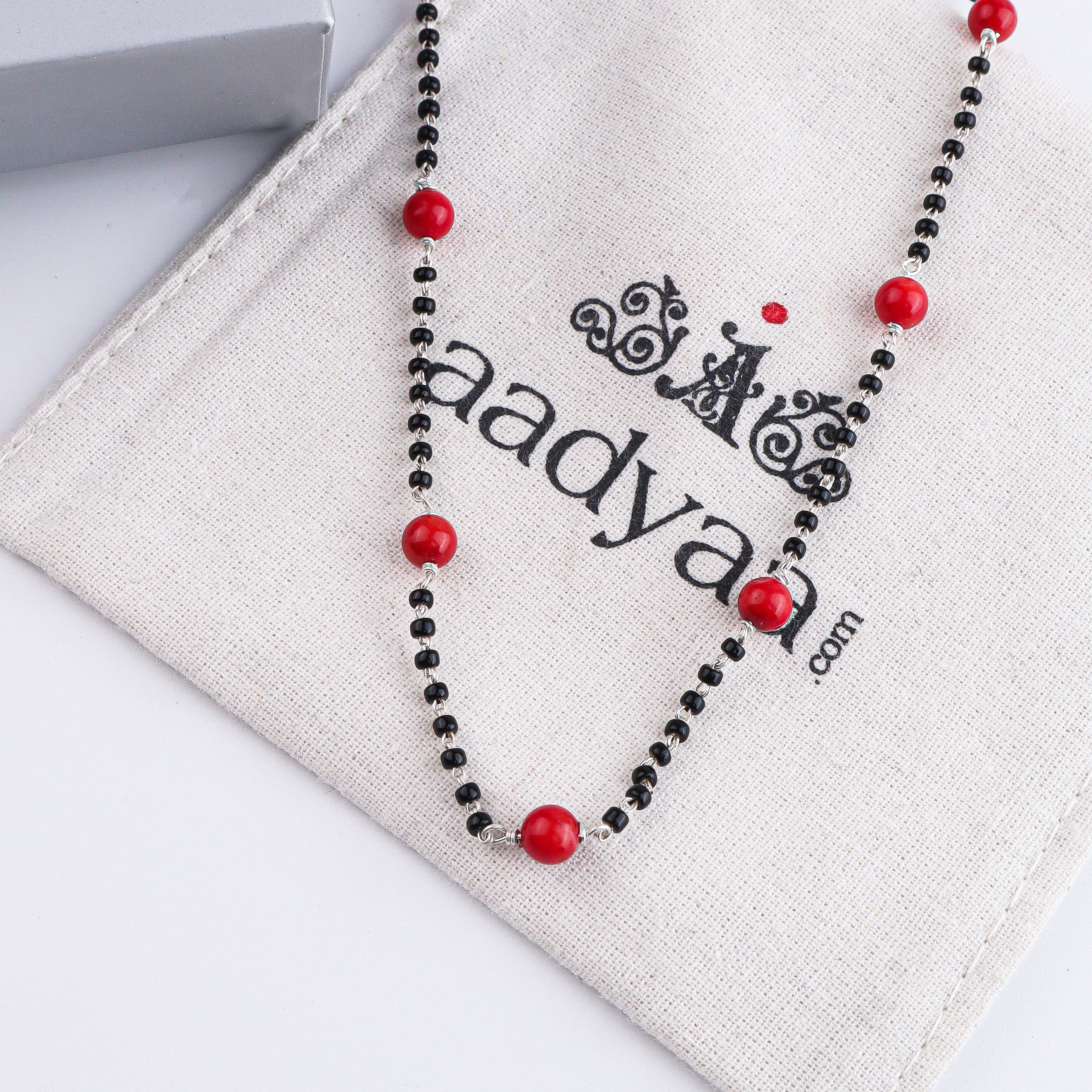 Round Coral Silver Mangalsutra (Project Handmade)