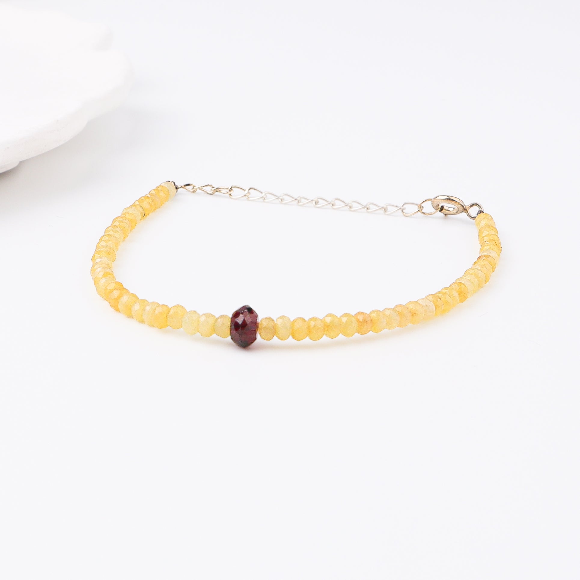 Silver Bracelet with Agate and Garnet Stones