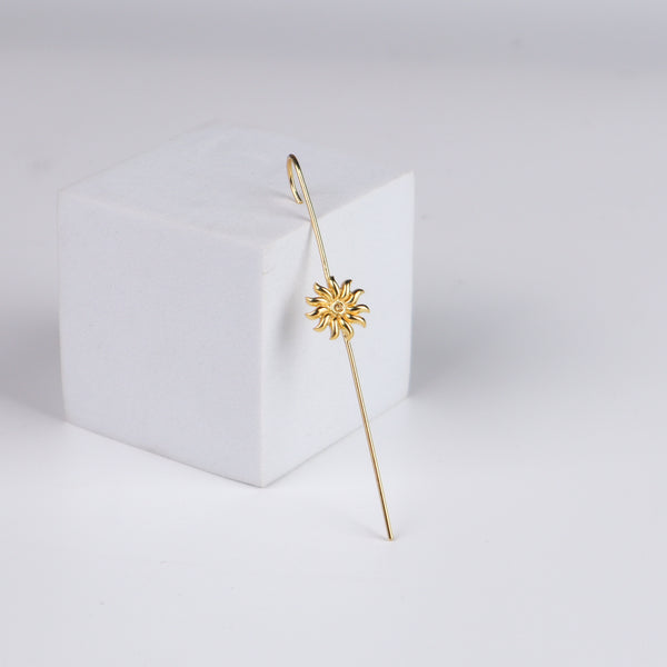 Silver Sun Motif Earcuff | 92.5 Silver | 22K Gold Plated