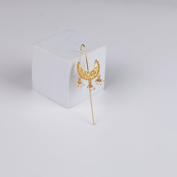 Ghungroo Chandrakor Motif Single Earcuff | 92.5 Silver | 22K Gold Plated