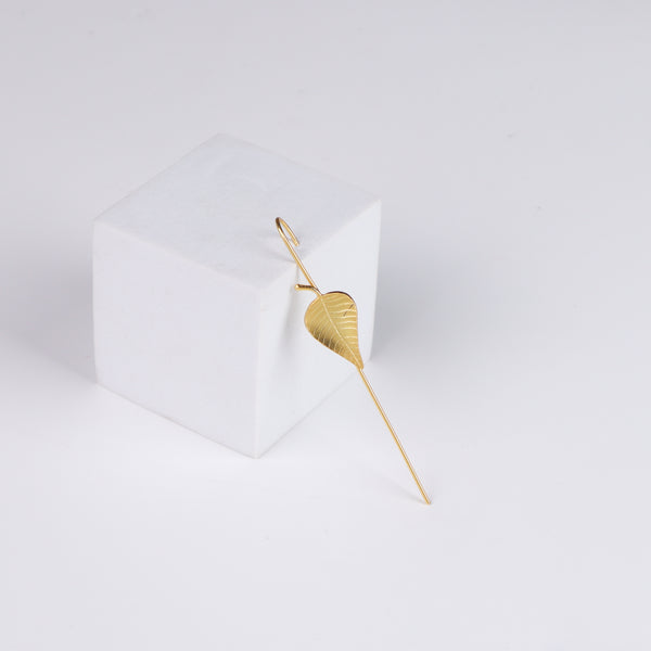 Silver Peepal Motif Single Earcuff | 92.5 Silver | 22K Gold Plated