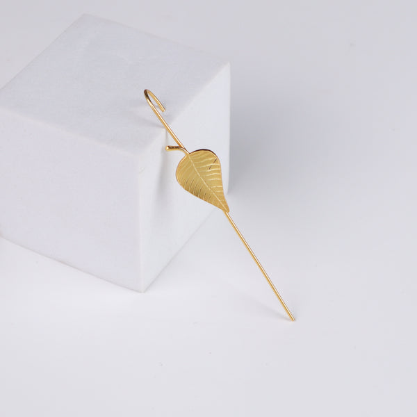 Silver Peepal Motif Single Earcuff | 92.5 Silver | 22K Gold Plated