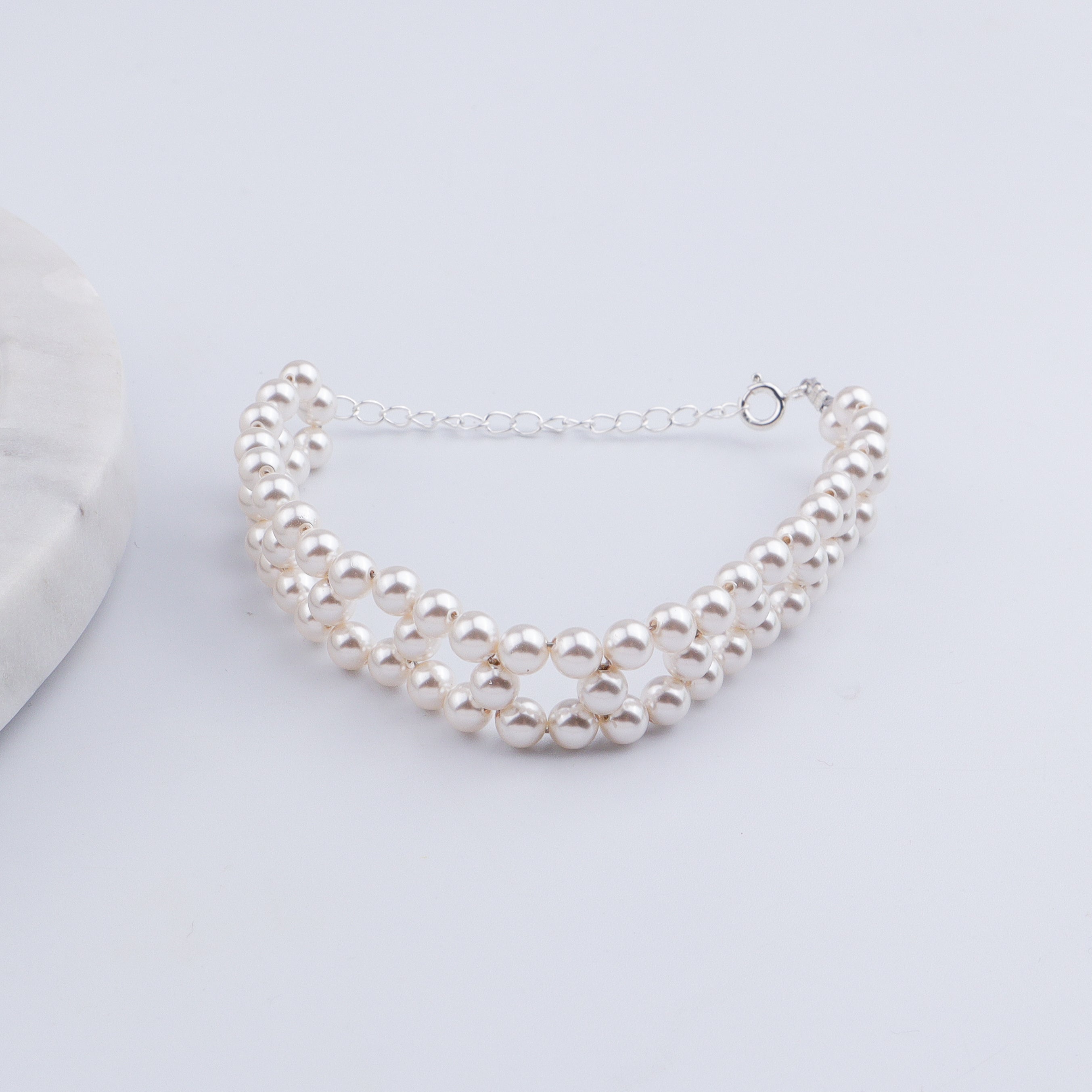 Silver Pearl Beaded Bracelet