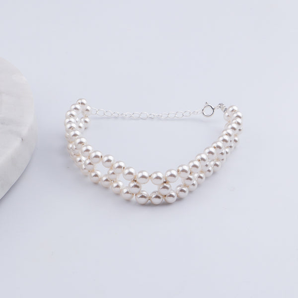 Silver Pearl Beaded Bracelet