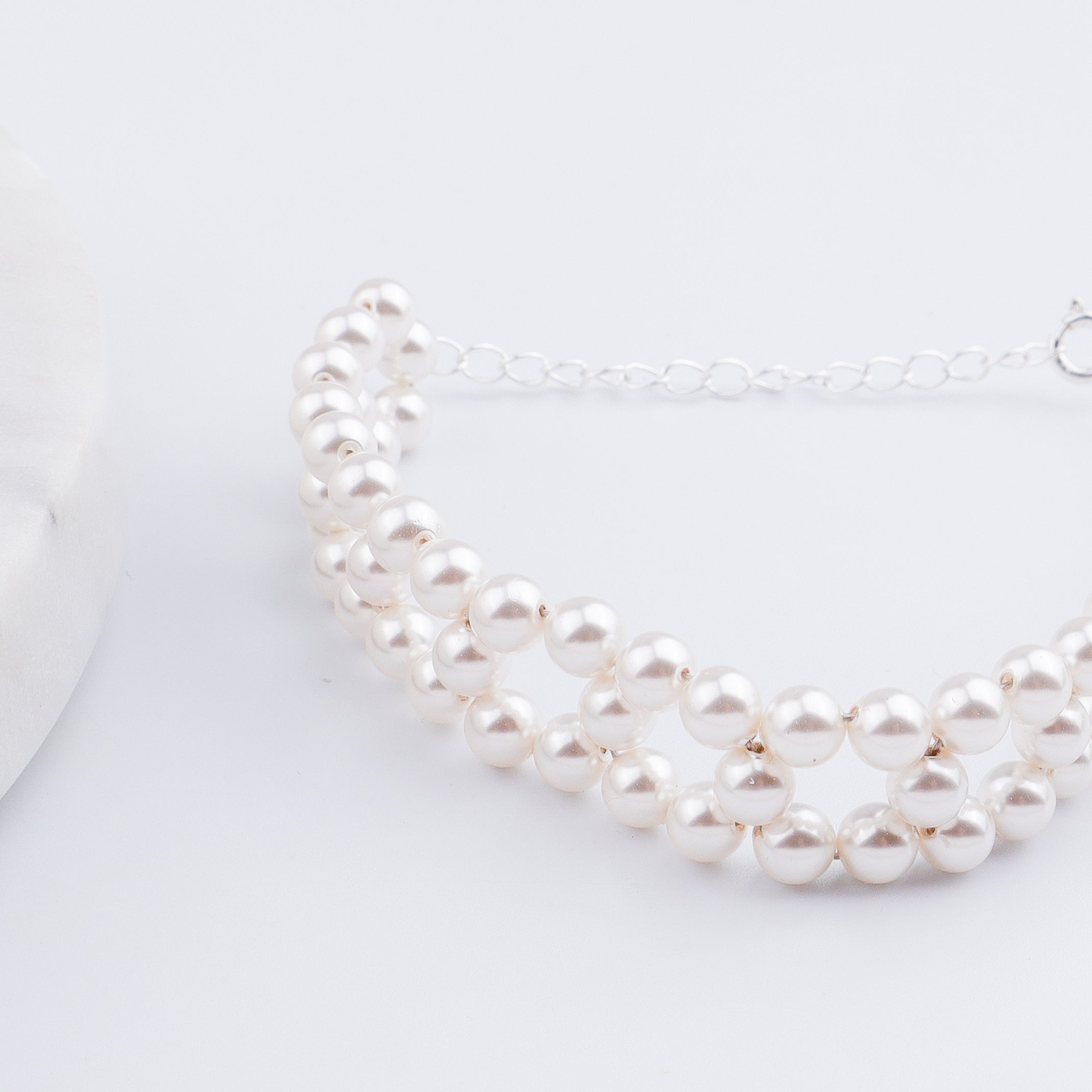 Silver Pearl Beaded Bracelet