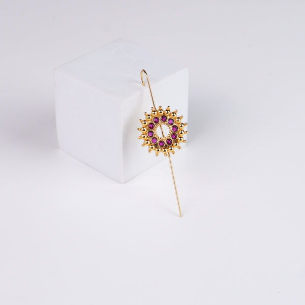 Pink Karwar Motif Single Earcuff | 92.5 Silver | 22K Gold Plated