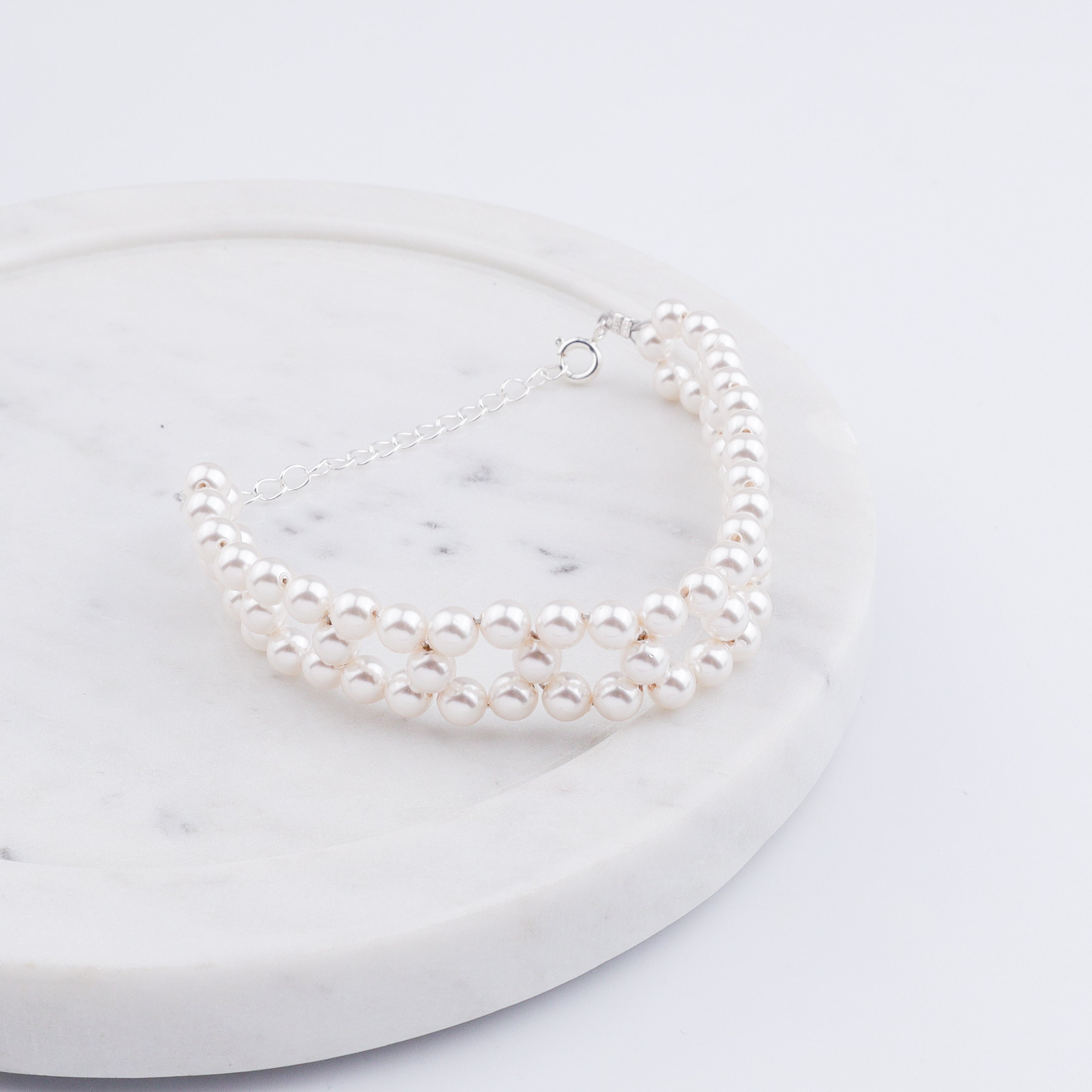 Silver Pearl Beaded Bracelet