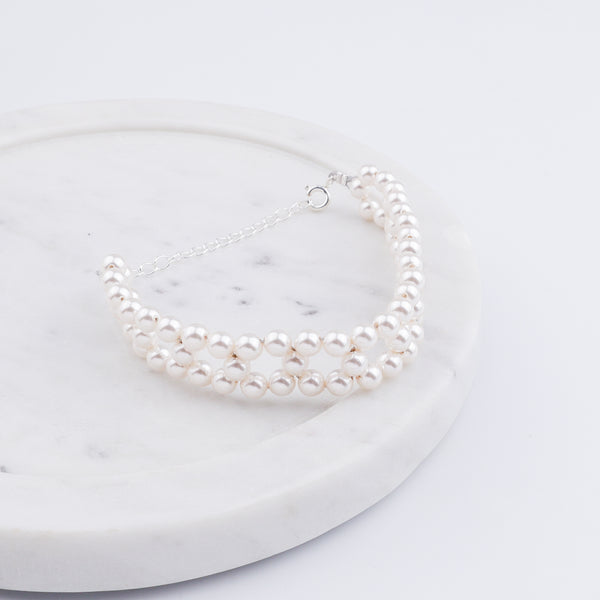 Silver Pearl Beaded Bracelet