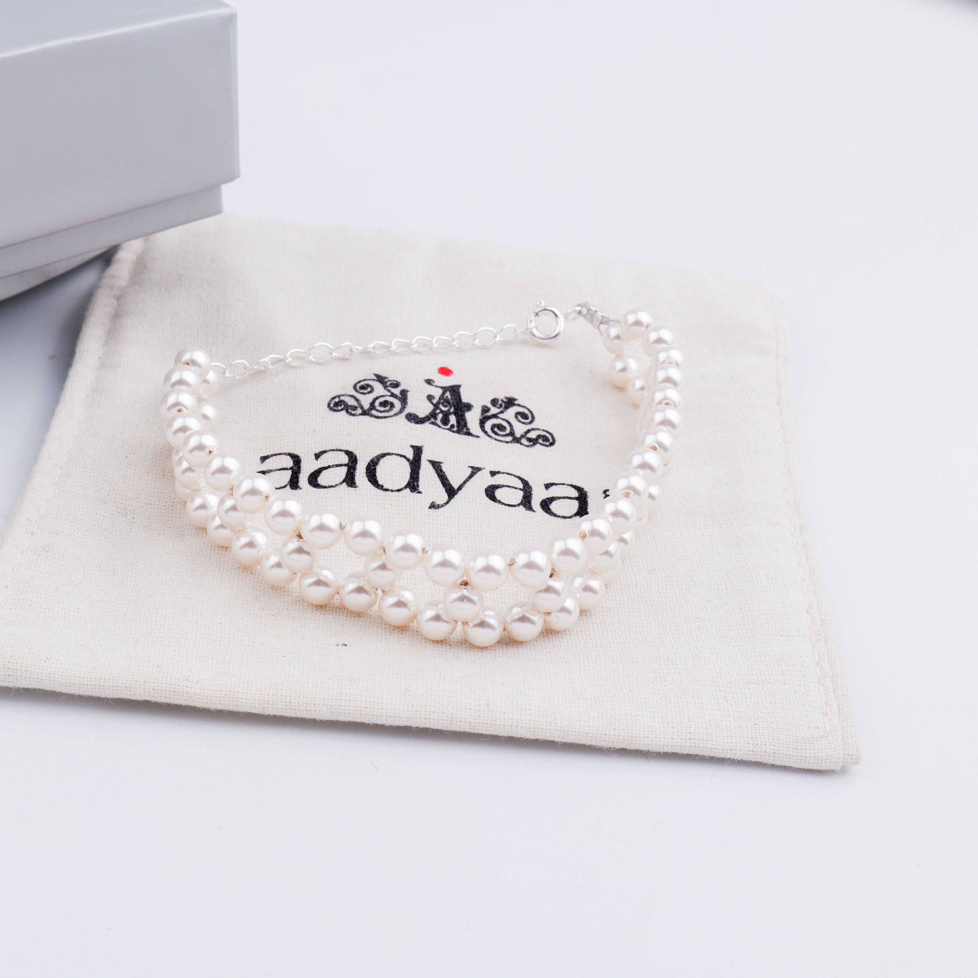 Silver Pearl Beaded Bracelet